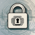 A locked padlock symbol overlaying a digital representation of a credit card